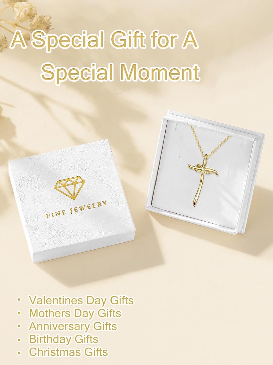 Cross Inifity Necklace for Women 14K Gold Christian Confirmation Baptism Gifts for Women Graduation Gifts