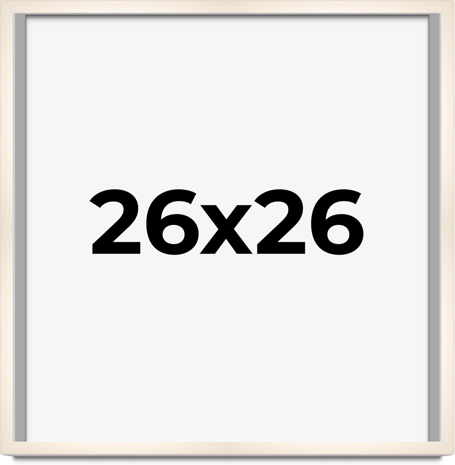 26x26 Frame White Wheat Solid Wood Picture Frame | Moulding Width 0.75 Inches | Interior Depth 0.5 Inches | Light Wood Traditional Photo Frame Complete with UV Acrylic, Foam Backing & Hanging Hardware