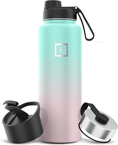 Miniatura 36 de IRON °FLASK Frasco de hidratación para acampar y senderismo con boquilla, botella de agua deportiva de acero inoxidable aislada de boca ancha, Aurora