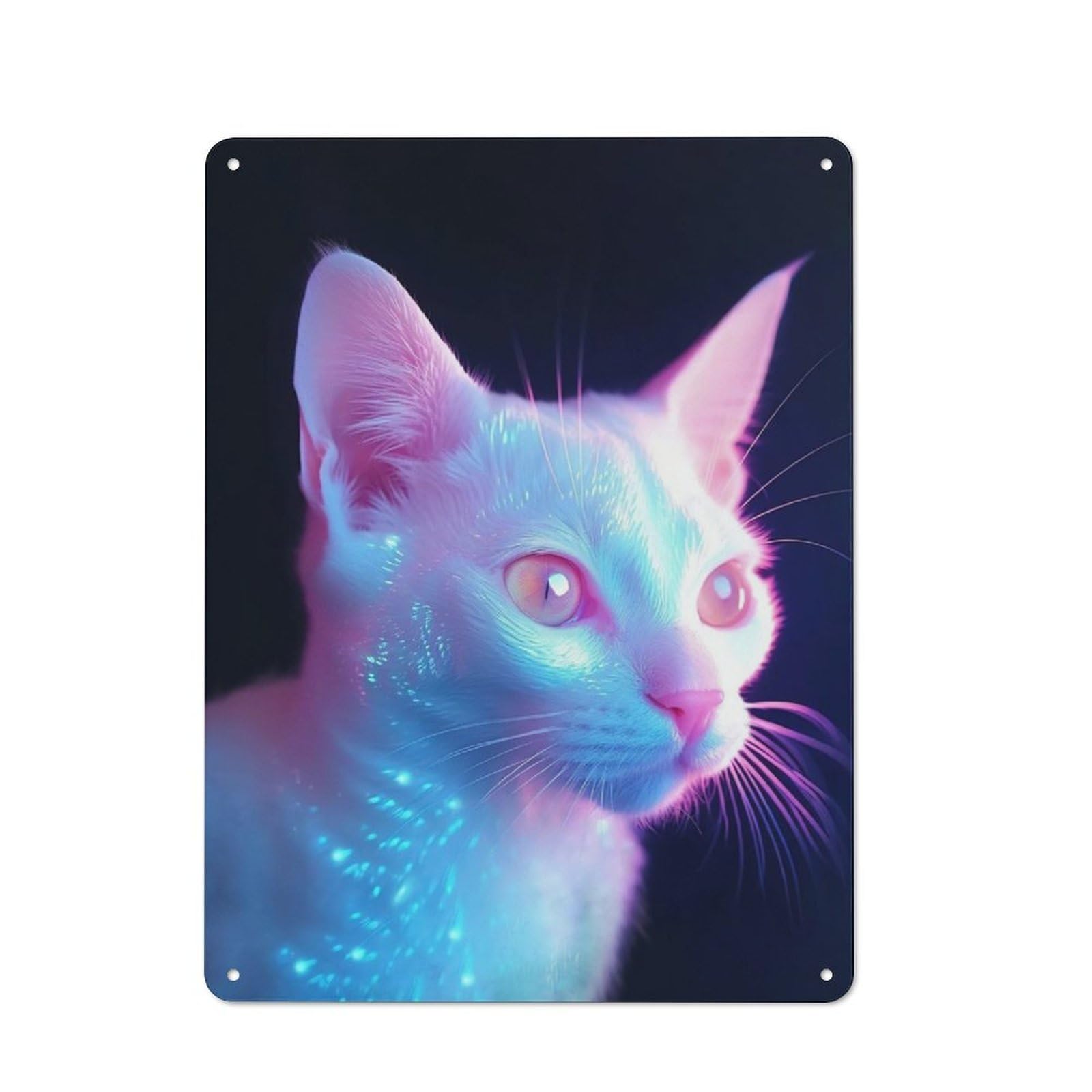 Junmoney Neon Glowcat Metal Wall Sign 40X30cm Featuring For Home Bar Wall, For Themed Interiors In Home Bars And Entertaining Spaces