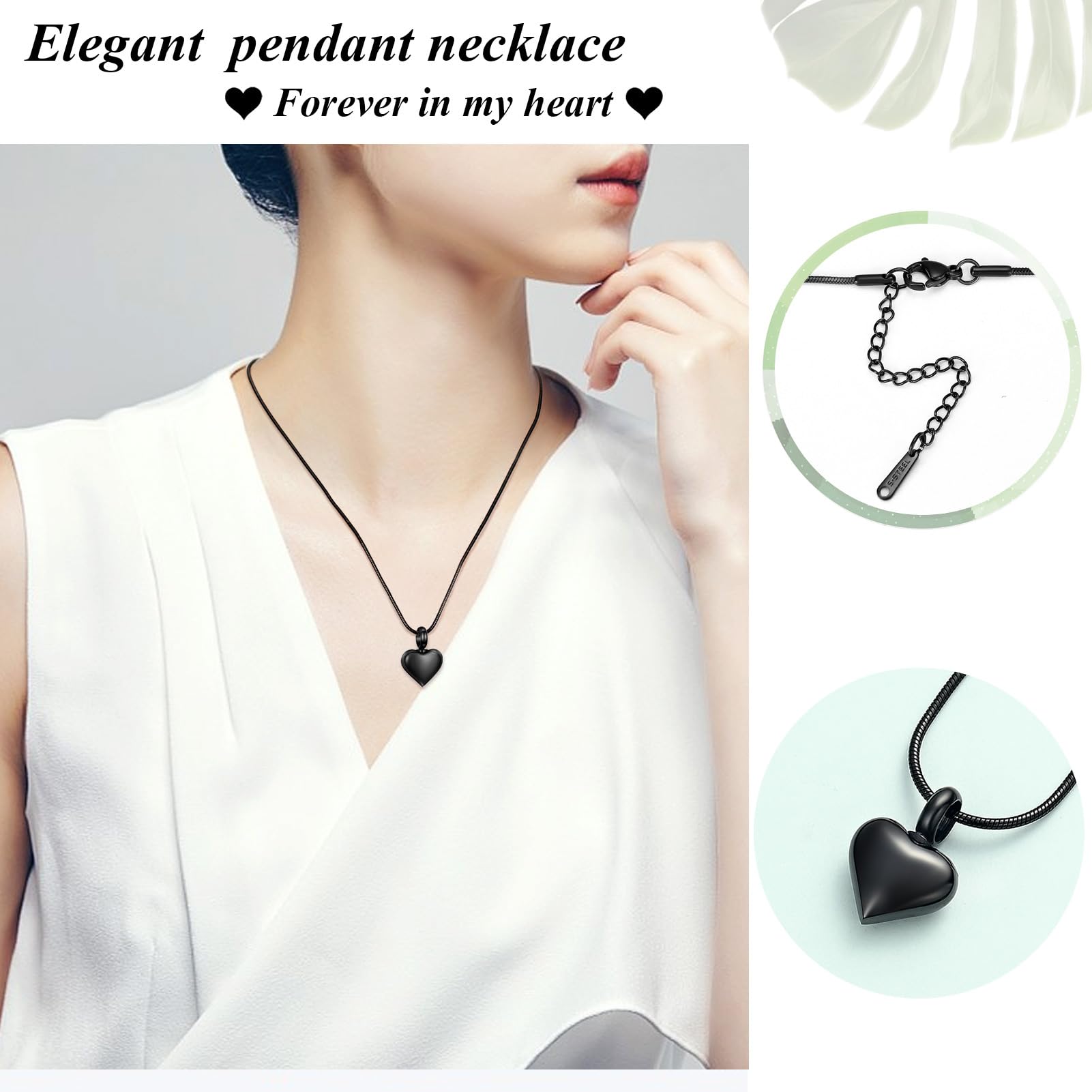 VCCWYQK Mini Heart Cremation Urn Necklace for Ashes Stainless Steel Memorial Ashes Pendant Keepsake Jewelry for Women Men (C) - Image 4