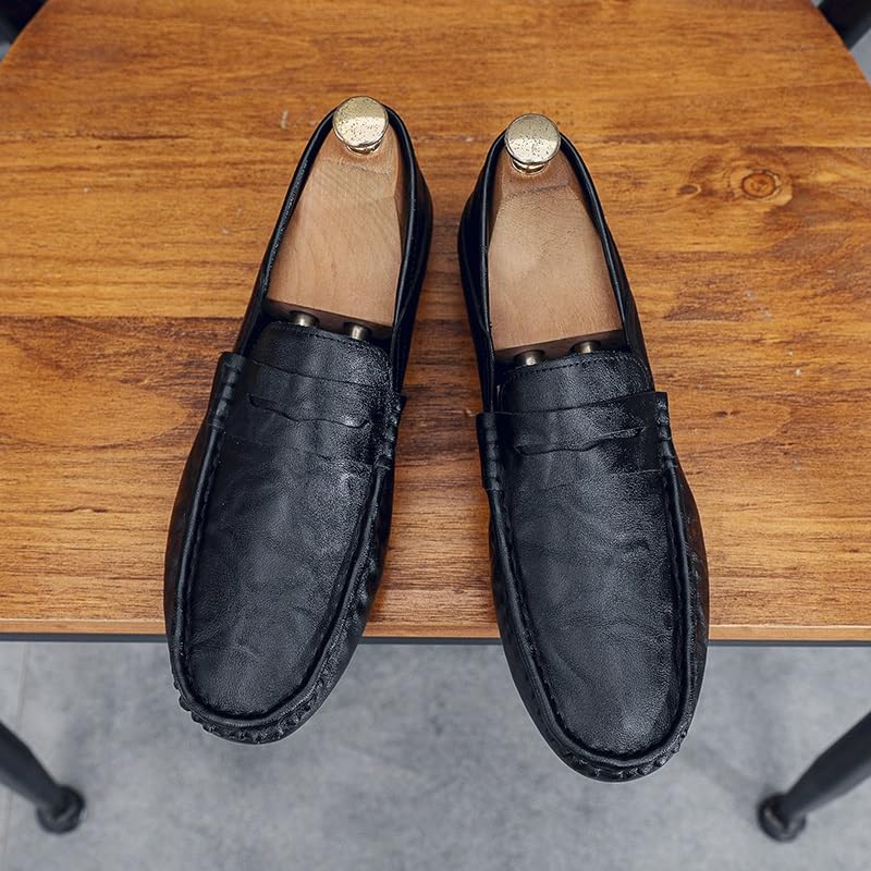 Men's Loafers Round Toe Faux Leather Penny Loafers Anti-Slip Flat Heel Slip Resistant Prom Slip-ons2