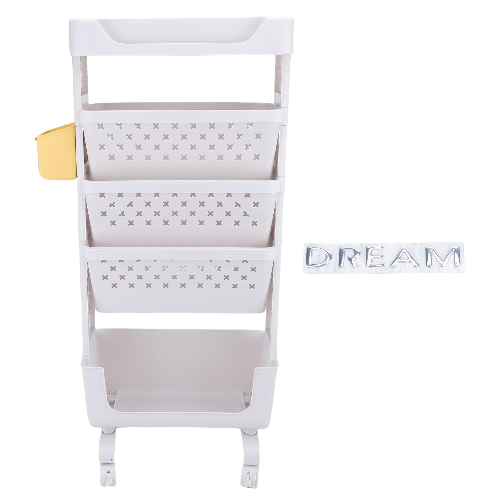 Wózek na Książki na Kółkach Wielopoziomowy, Solidny, Ruchomy Organizer do Przechowywania w Sypialni biurowej. Materiał PP. Wysokość 85 Cm (WHITE)