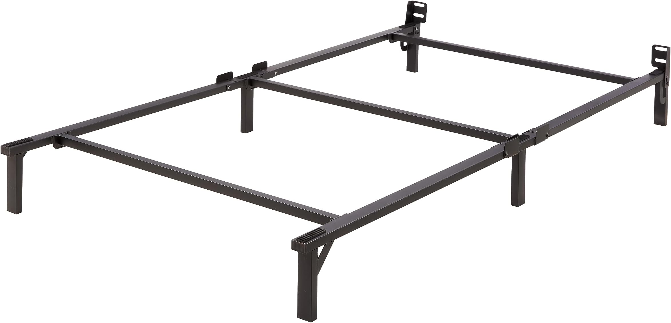 Metal Twin Size Bed Frame, 6-Leg Base for Box Spring and Mattress Support, Tool-Free Easy Assembly, Black