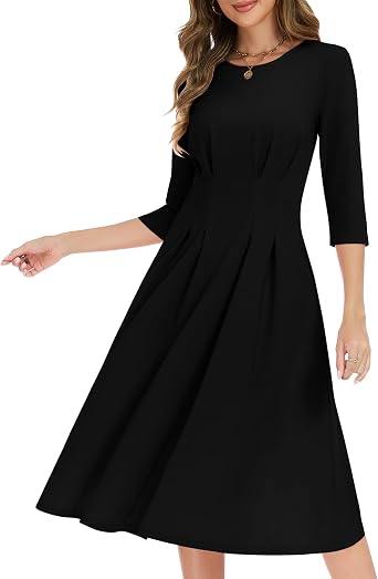 Wedtrend Womens 1940s Dress with Pockets 50s Tea Party Dresses for Woman 3/4 Sleeve Church Dresses for Women 2026