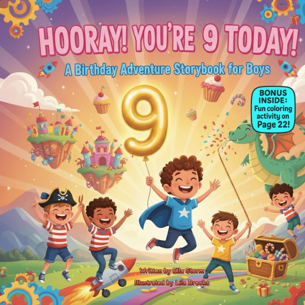 Hooray! You’re 9 Today!: A Birthday Adventure Storybook in Fun Rhymes for 9-Year-Old Boys