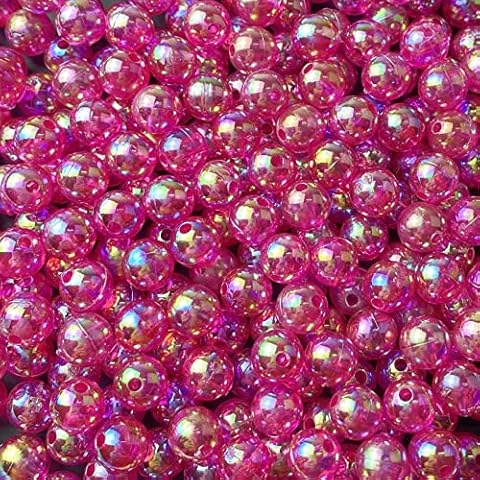 300 Pcs Acrylic Round Beads AB Colors Acrylic Beads 8mm Round Spacer Beads for Earring Bracelet Necklace Key Chains Jewelry DIY Craft Making (8mm, Rose Red AB) Cover