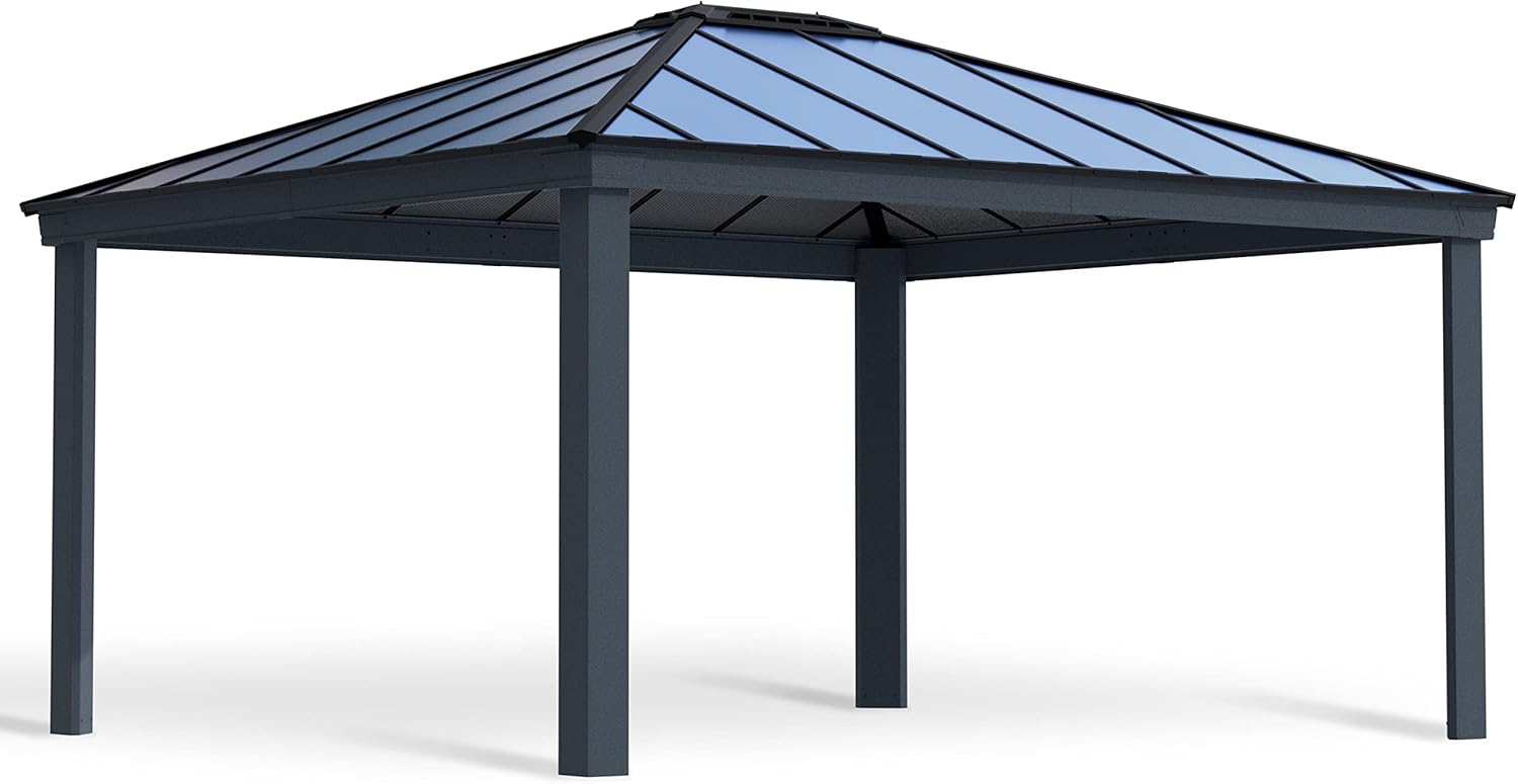 Palram - Canopia Colorado 14 x 16 x 6.5 Carport, Heavy Duty Metal Car Port, Weather-Protected Aluminum Frame, Polycarbonate RV & Car Storage, UV Protected, DIY Truck Garage Kit, 10-Year Warranty, Gray