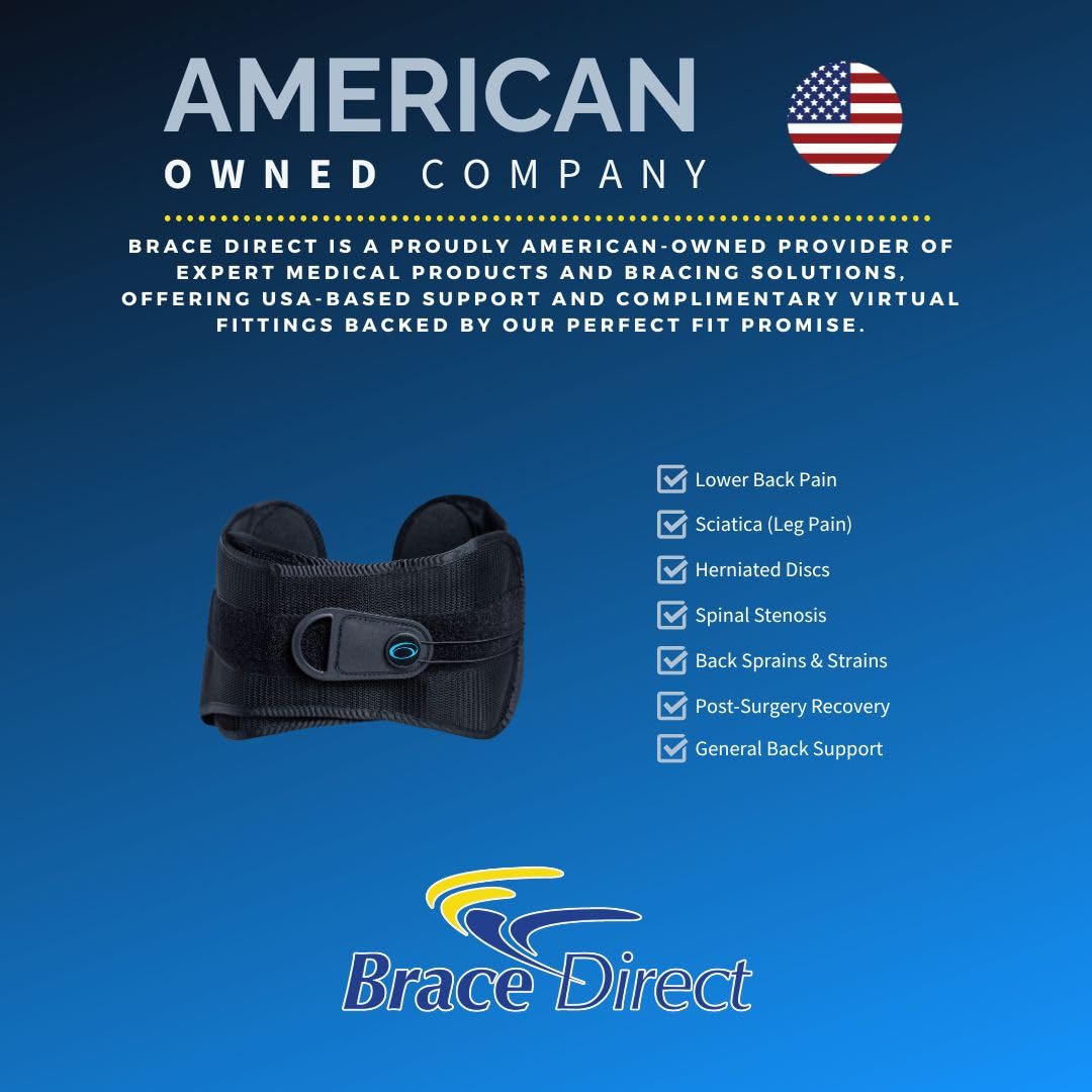 Brace Direct Soporte de espalda ligero de perfil bajo, soporte lumbar para dolor de espalda baja, hernia de disco, estenosis espinal, ciática, talla única, para mujeres y hombres
