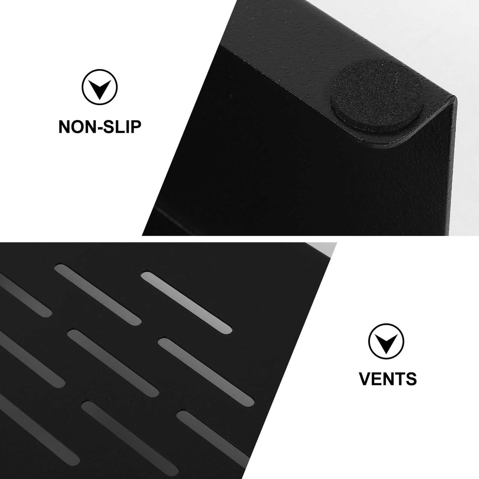 Didiseaon Supporto Monitor Scrivania in Nero Piccolo con Antiscivolo Organizer Cavi e Ripiano Salvaspazio per Laptop Stampante Ergonomico per Ufficio e Casa
