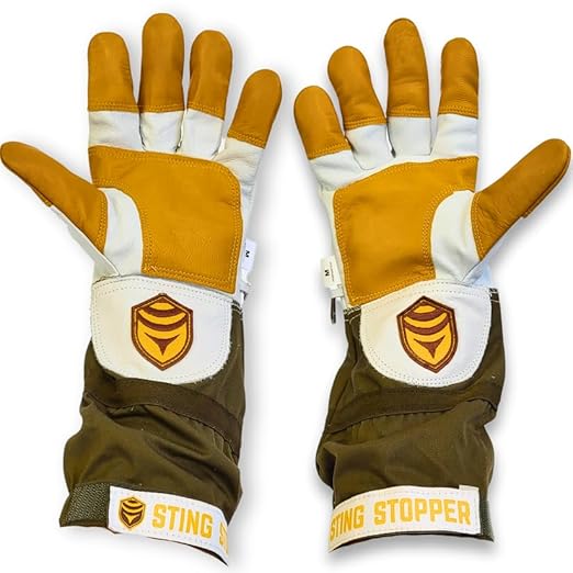Sting Stopper: Leather Beekeeping Gloves Innovative, Durable, Double Goatskin, For Men and Woman - Beekeeper White - 3XLarge
