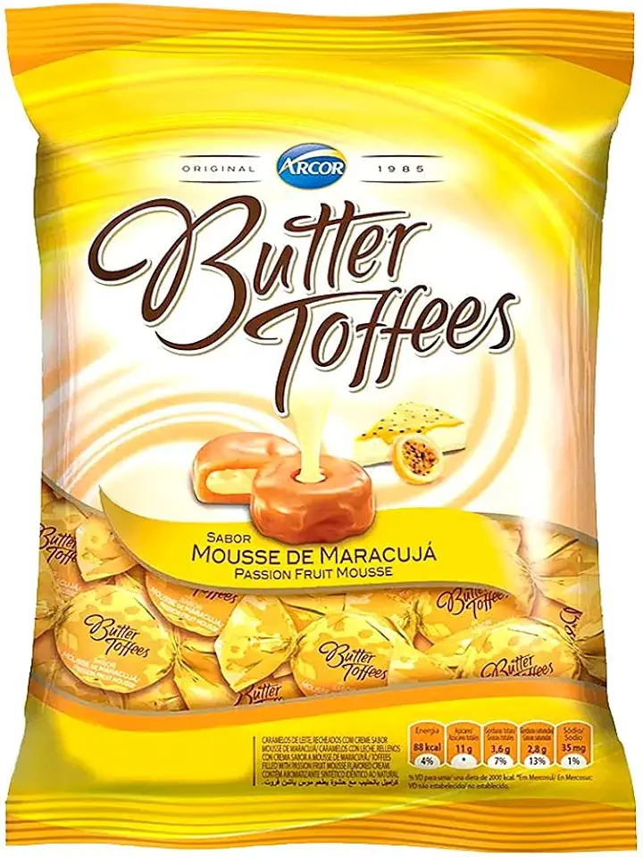 Bala Butter Toffees Maracujá 500g: sabor autêntico e cremosidade