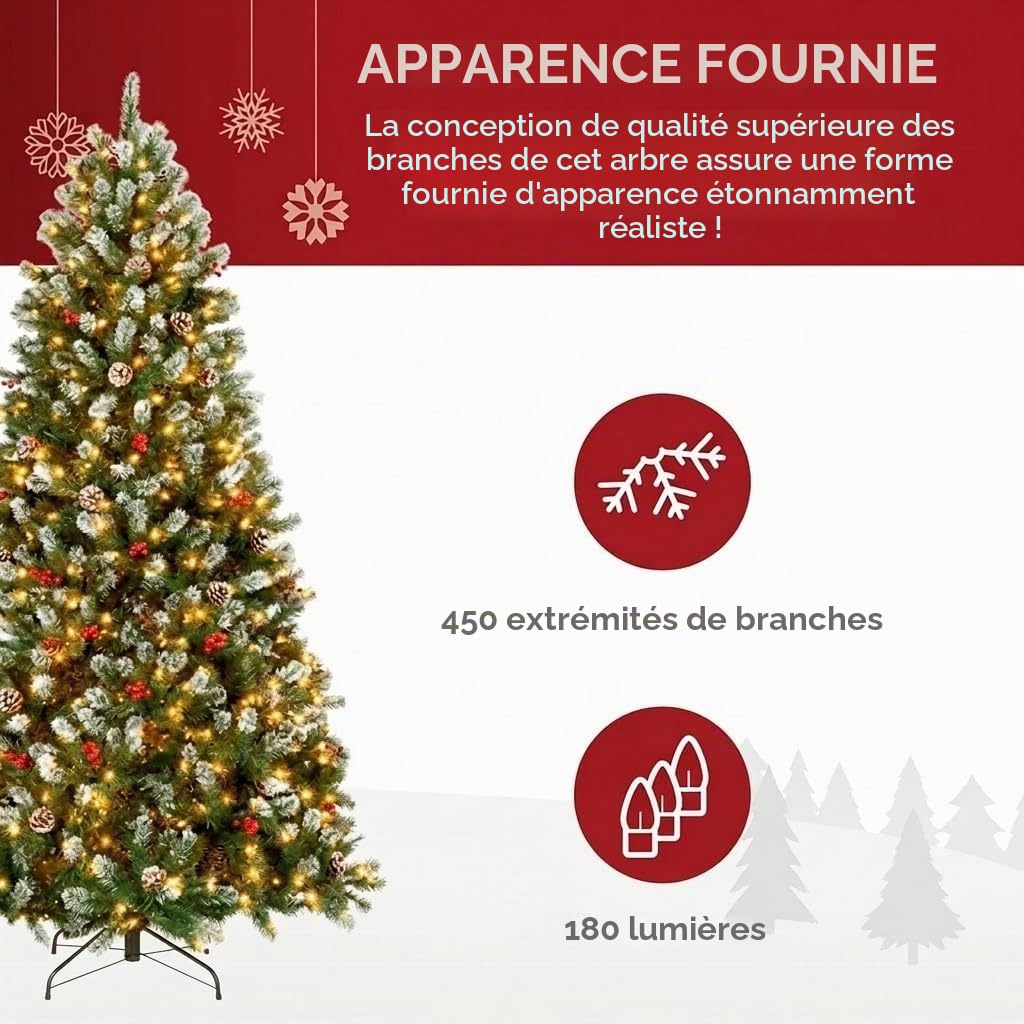 Sapin de Noël artificiel de 120 cm avec éclairage