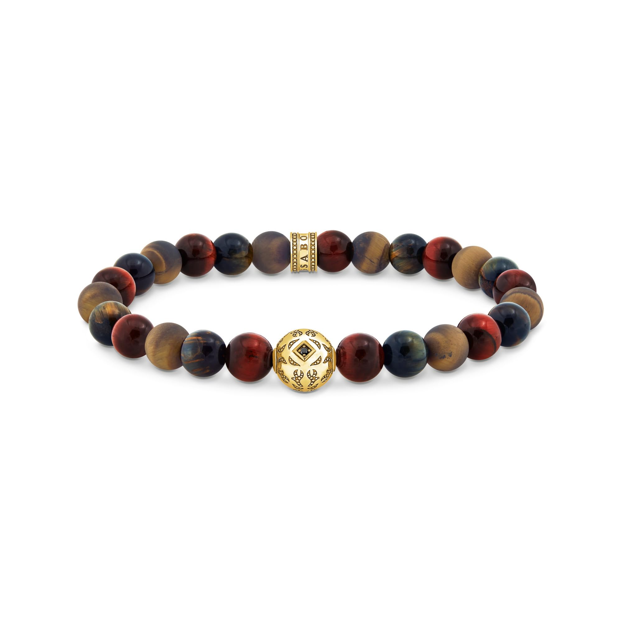 THOMAS SABO Beads-Armband aus Tigerauge vergoldet 925 Sterlingsilber, 750 Gelbgold Vergoldung
