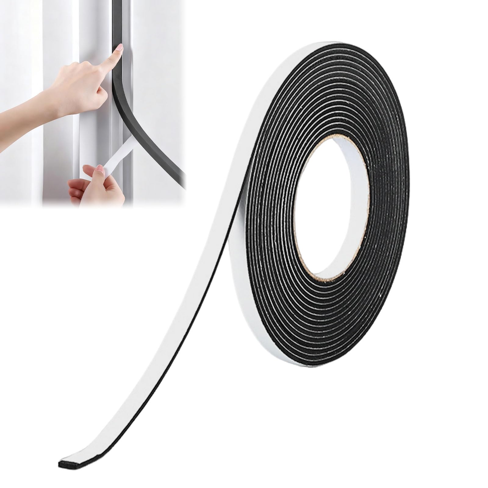 15MM*10M Striscia di Tenuta Nastro Autoadesivo in Schiuma EVA Schiuma Nastro Paraspifferi Porta Guarnizioni Finestre Guarnizione in Gomma Paraspifferi Finestre Porte per Anti Freddo Rumore Collisione