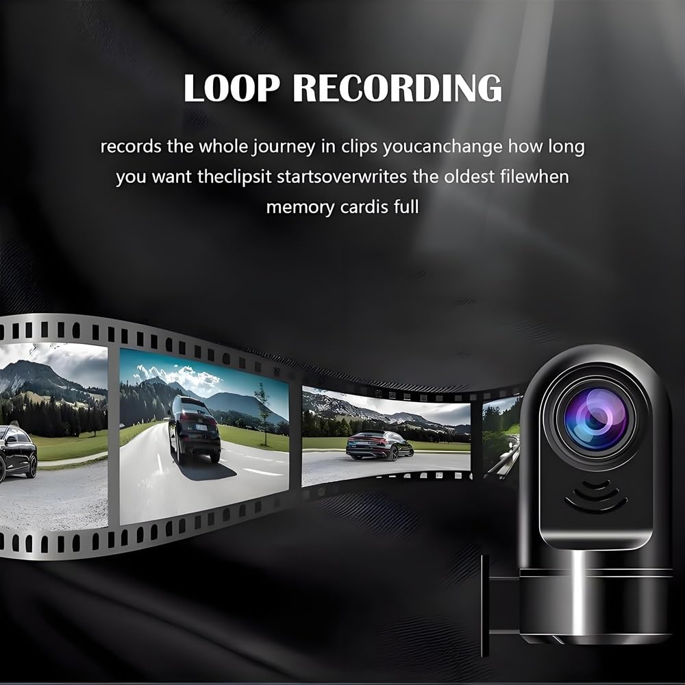Mini cámara de salpicadero ADAS giratoria 1080P HD de 360°, nueva cámara de salpicadero de coche 2025, tarjeta de 16 GB/32 GB, modo de estacionamiento 24 horas/Wi-Fi integrado/visión nocturna/detecció