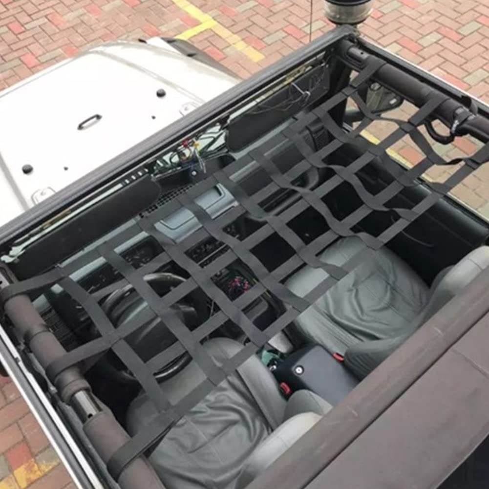 Barre Tettuccio Amaca per Rete Portaoggetti per Bagagliaio Posteriore per Tetto Auto per Wrangler Copertura per Rete da Carico per Carichi Pesanti Universale Portatutto