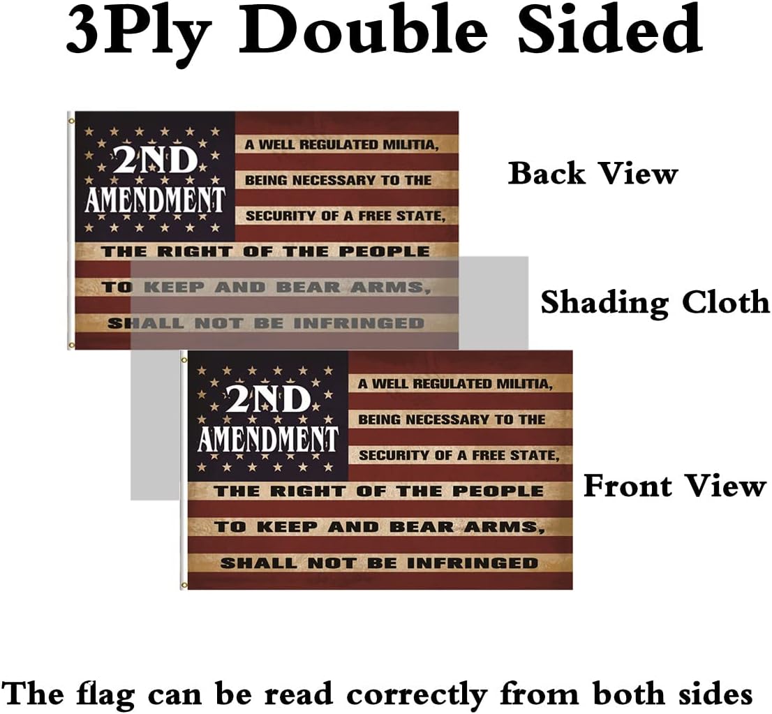 Double Sided 2nd Second Amendment Flag 2x3FT,2nd Amendment 1791 Vintage American Flags Outdoor Indoor,Heavy Duty 3Ply 220D Polyester Double Stitched Flags with 2 Brass Grommets.