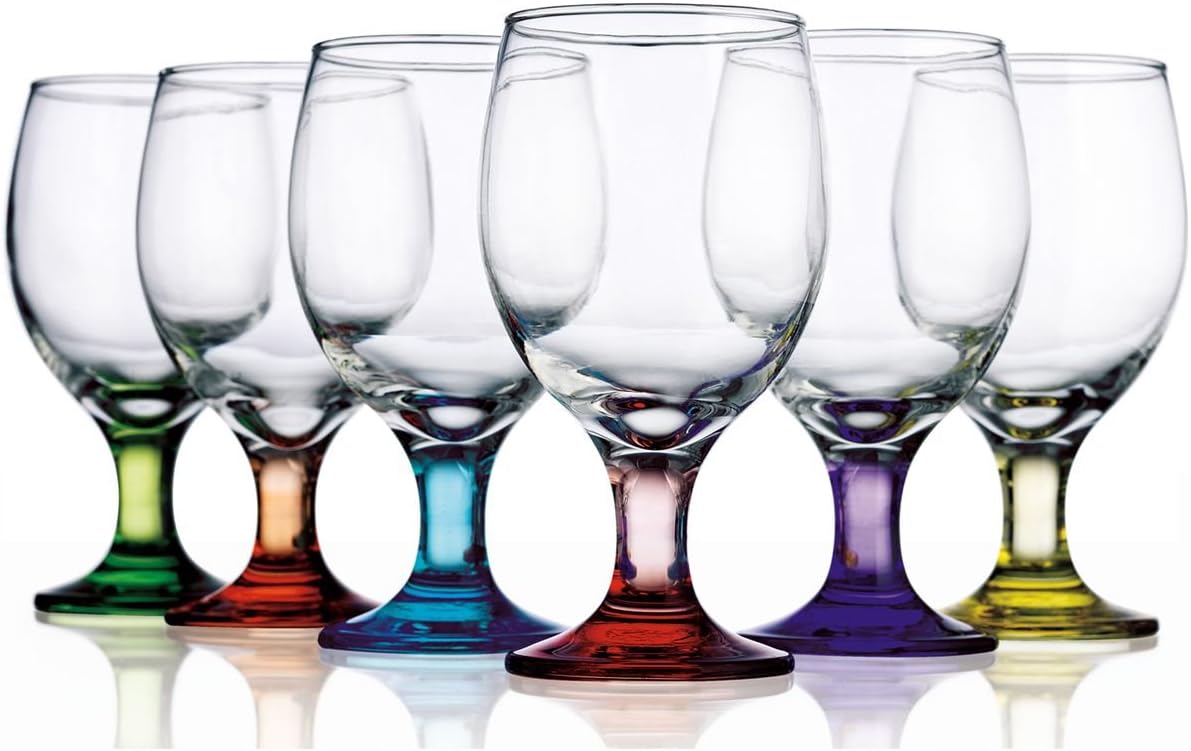 Klikel Set of 12 Carnival 12 Oz. Colored Party Wine Goblets Glasses Drinkware