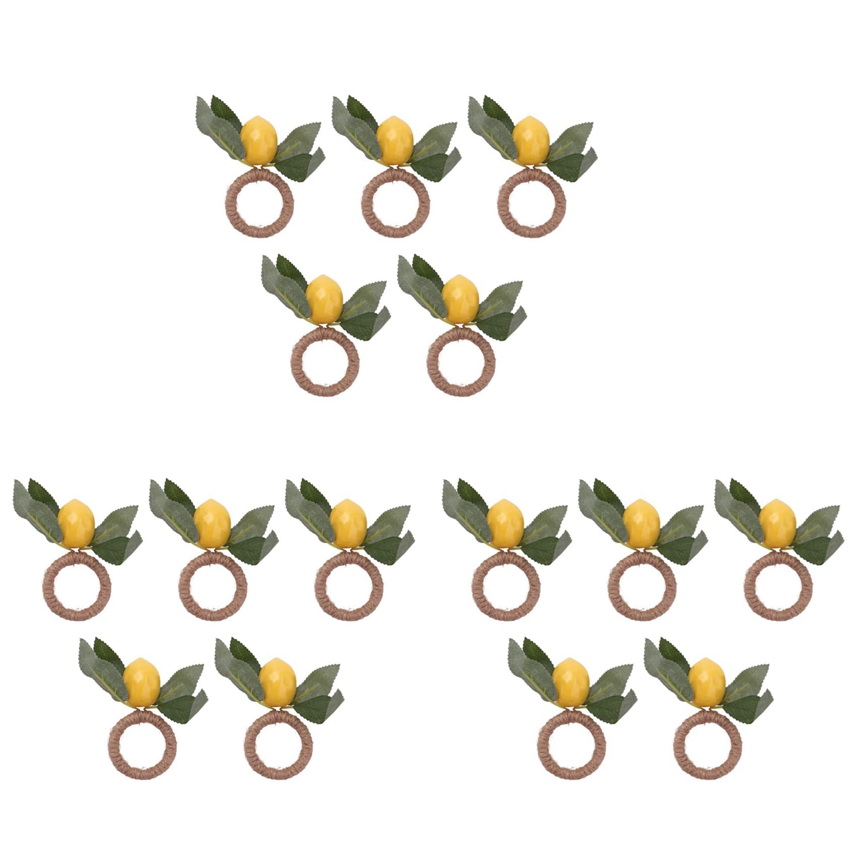 Hndhbfgrt 15X Lemon Napkin Rings Set,Lemon Vine Napkin Rings,Dinning Table Setting Napkin Holder for Home,Dining Table