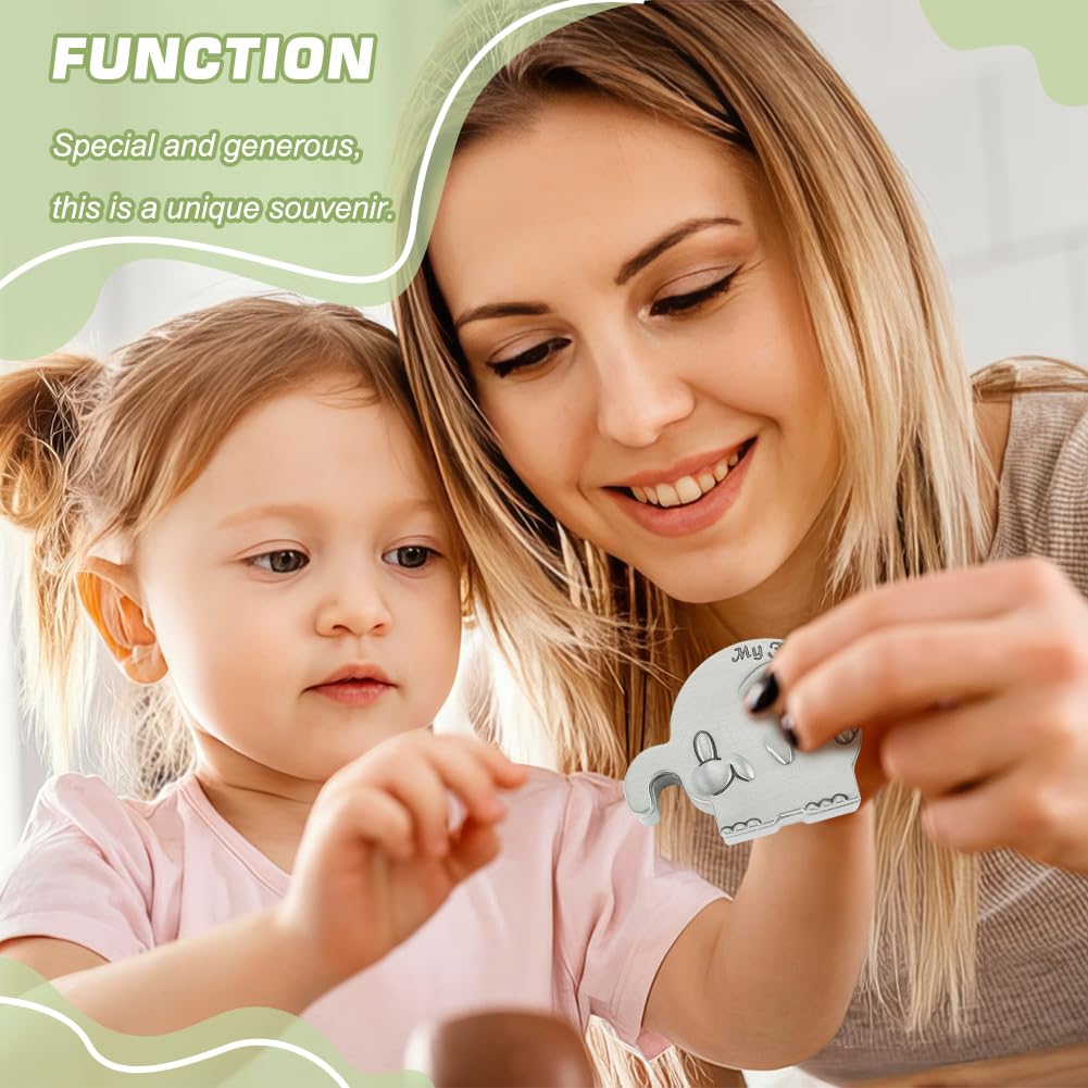 FINGERINSPIRE 2 scatole dei ricordi per primo ricciolo e il mio primo dente in argento anticato, con denti di elefante, set per bambini, battesimo, doccia