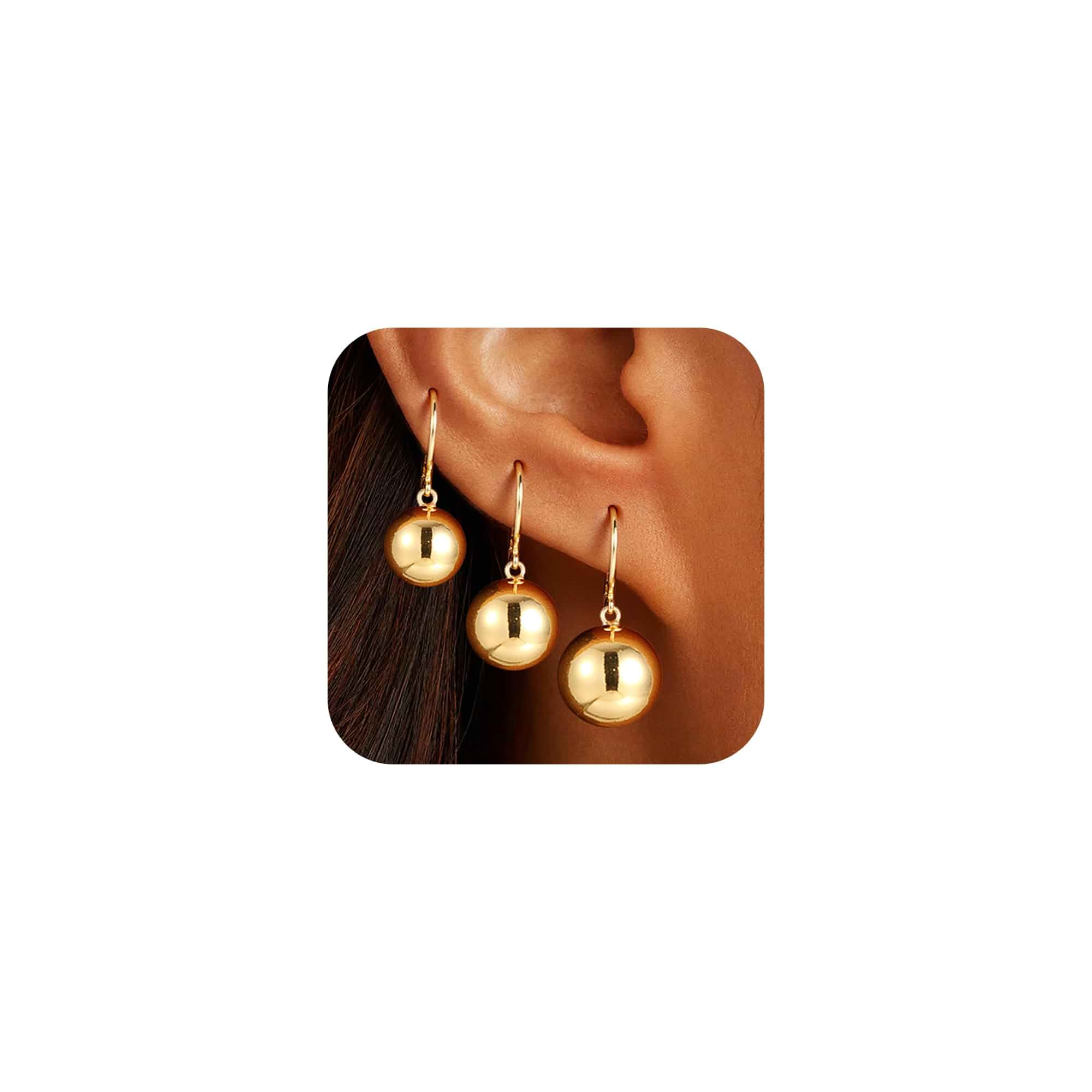 GWH Gold Earrings for Women - Ball Earrings and Water Drop Earrings Fashion Hypoallergenic Jewelry