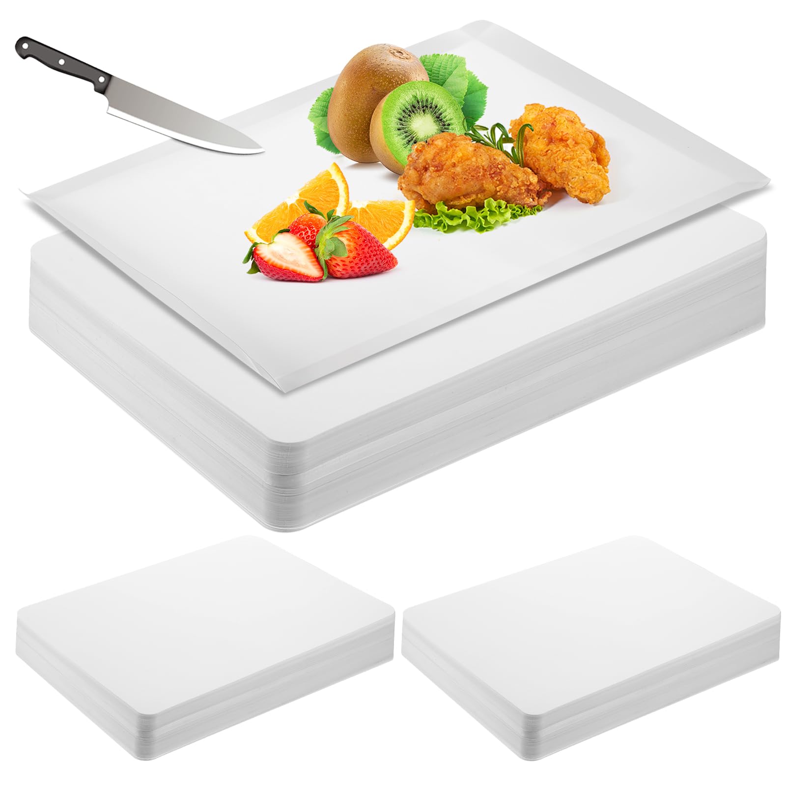 Hushee 120 Count Disposable Cutting Board Sheets 15 x 10. 6 Inch Disposable Sheets Flexible Plastic Sheet Cutting Mat Large Chopping Boards for