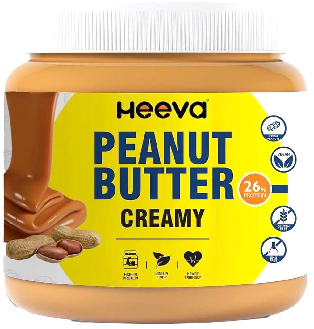 Heeva Classic Creamy Peanut Butter 1kg, Made with Roasted Peanuts, Fresh Peanut, 26 g Protein, Gluten Free, High Fibre, GM...
