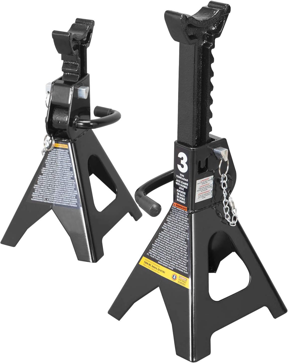 - 3 Ton (6,000 LBs) Capacity Double Locking Steel Jack Stands, 2 Pack, Black, AT43002AB