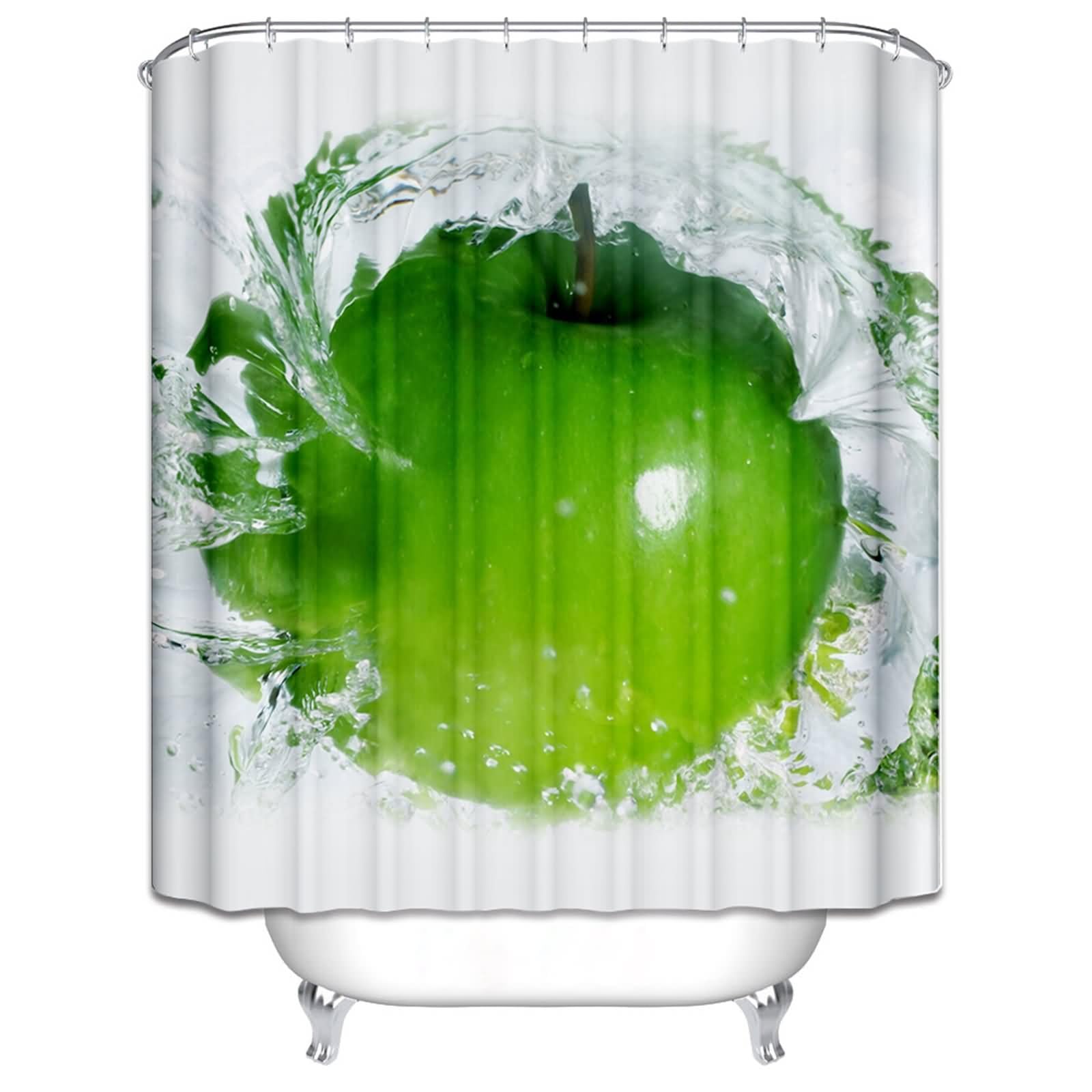 Rideau de douche long écologique imperméable vert 200x180 pour bain
