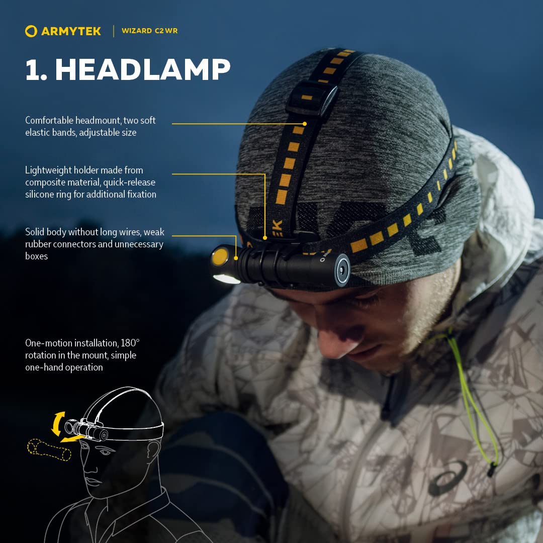 Armytek Wizard C2 WR magnes USB ciepła biel z czerwonym światłem
