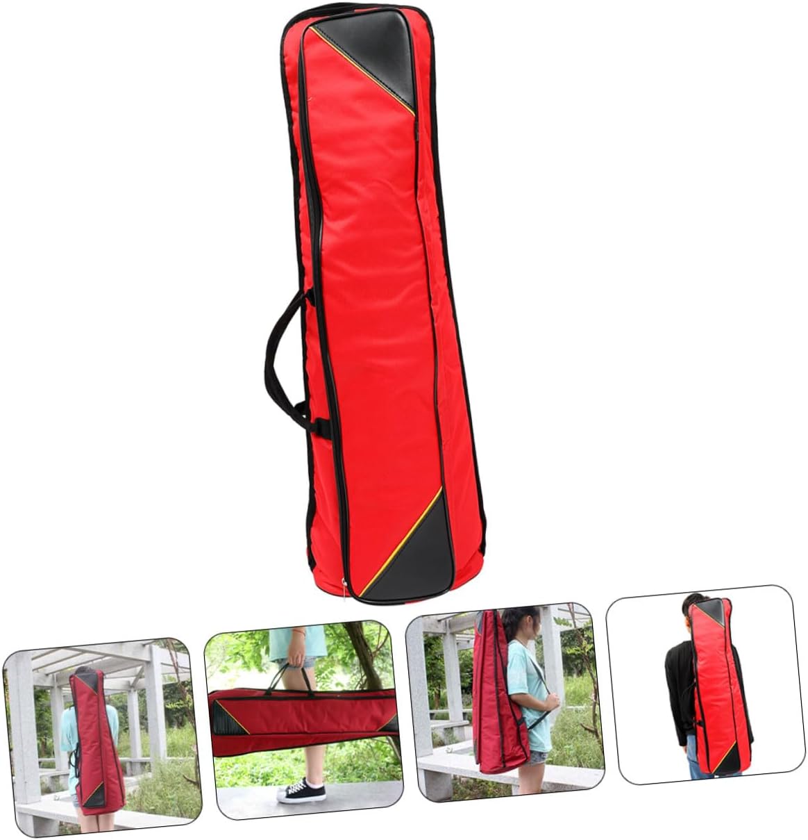 Kisangel Waterproof Thickened Oxford Cloth Trombone Storage Case, Portable Tenor Trombone Carry Bag with Red Protective Cover for Travel and Instrument Storage