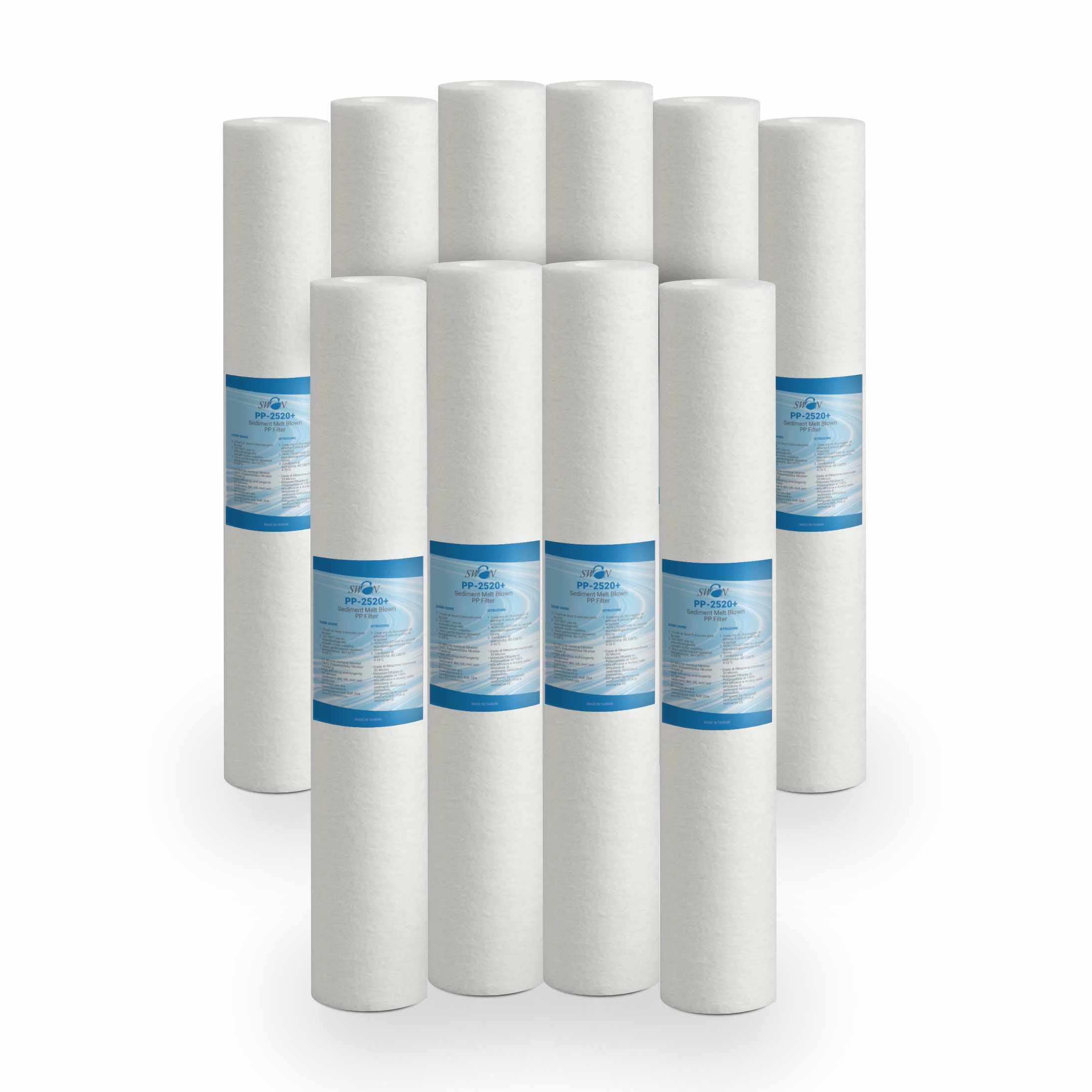Filtro Sedimenti 20 Pollici 25 Micron. Elimina Sabbia, Fango, Particelle di ruggine e impurità sospese fino a 25 Micron in Polipropilene 10 pezzi
