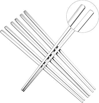 304 Stainless Steel Chopsticks-9"23cm Ultra Lightweight Hollow Metal Chopsticks,Dishwasher Safe Reusable for Sushi, Hot Pot, Korean BBQ, Chinese Food4 Pairs