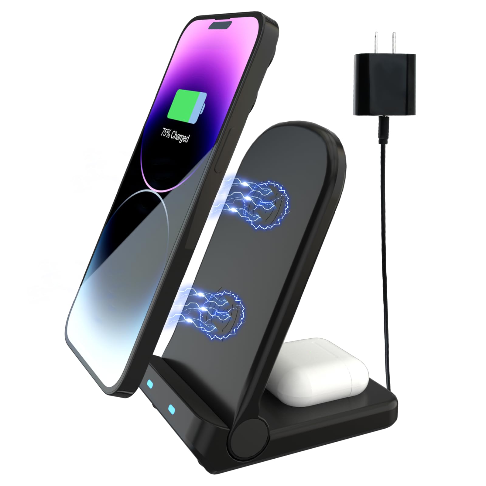 Caricatore senza fili Caricatore Wireless 15W Wireless per Phone Charger Holder WirelessTelefono per iPhone 15 14 13 12 11 Pro Max Samsung Galaxy Google Pixel