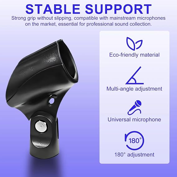 2 Pcs Universal Microphone Clip,180-degree Adjustable, with a 3/8 Screw Adapter, Microphone Protective Covers and a Phillips Screwdriver for Wired Wireless Mic Clamp