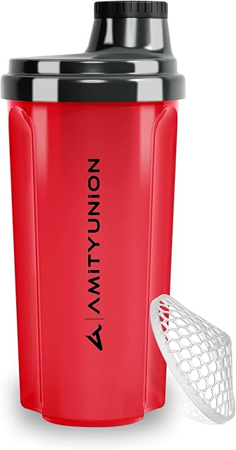 Heaven" shaker do białek, 500 ml, zabezpieczony przed wyciekiem, nie zawiera BPA, z sitkiem i skalą, oryginalny kremowy białko w proszku, shakes, izolaty białkowe i koncentraty BCAA, shaker białkowy, mikser fitness, czerwony,
