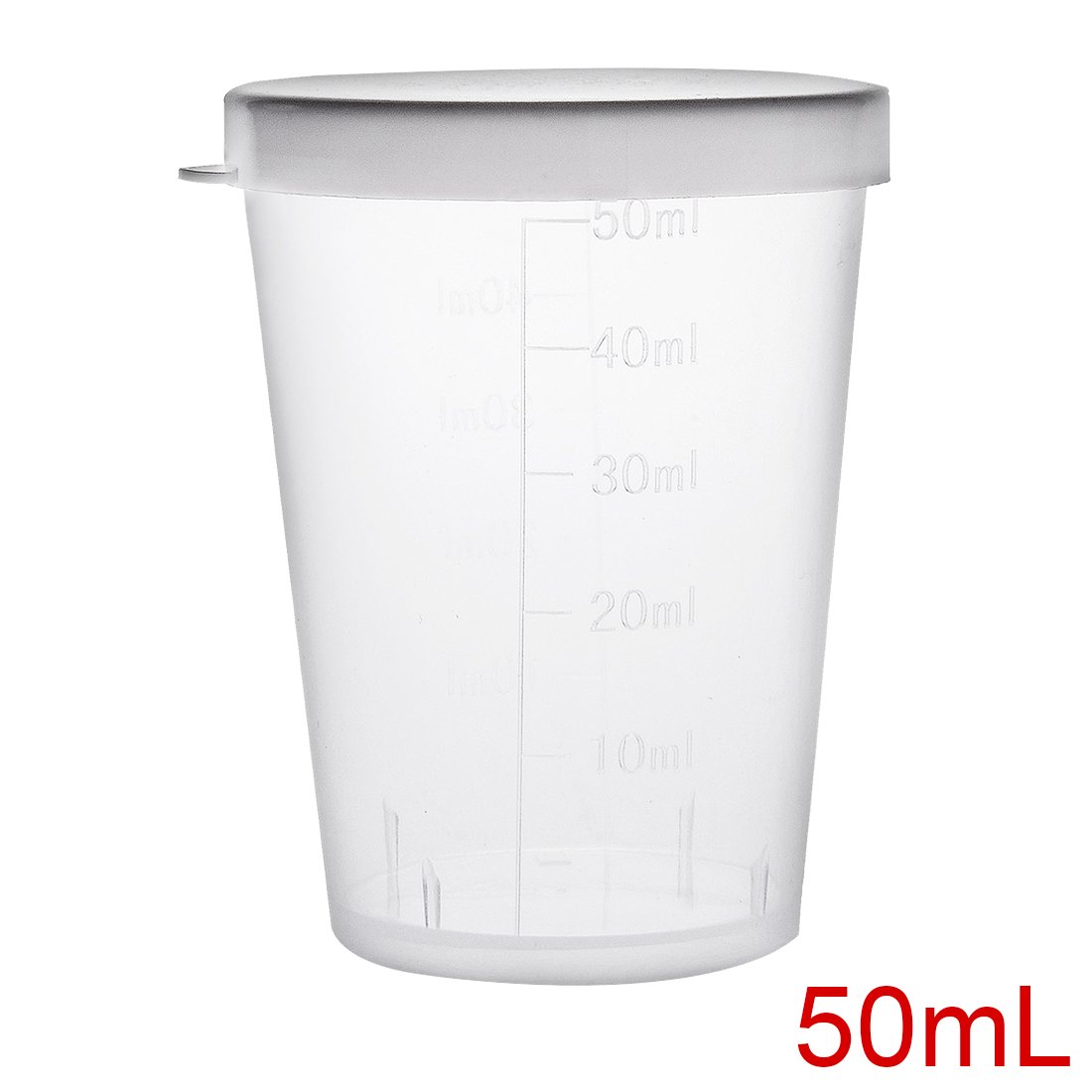 sourcingmap Messbecher, 50 ml, Kunststoff, transparent, mit Deckel, für Labor, Küche, Flüssigkeiten, 12 Stück