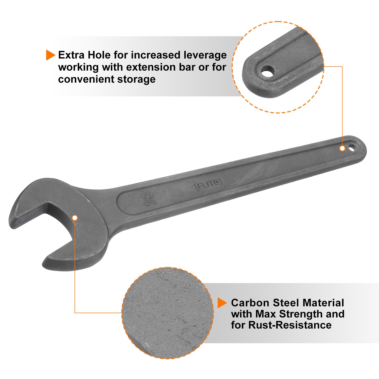 QUARKZMAN 2 Piezas Llave De Boca Fija Simple, 36mm, Llave De Boca Abierta De Acero Al Carbón Grueso Para Reparación Automotriz Y Ensamblaje De Muebles, Gris