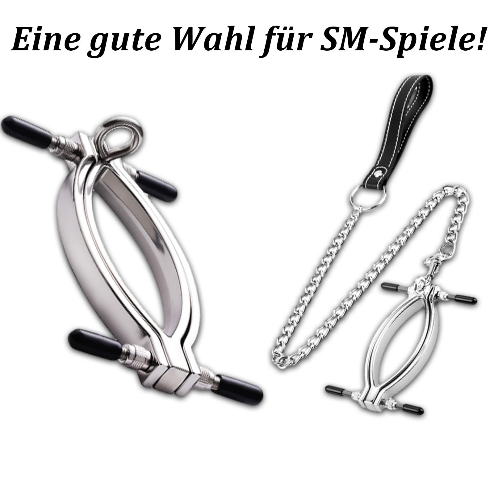 Écarteur de Lèvres en Métal pour Femmes, Spéculum Réglable Sm Avec Laisse, Pinces Pour Vagin Et Clitoris Fétichistes, Outil de Torture pour Esclaves Sexuels Extrêmes, Jouets Bdsm Extrêmes pour Femmes