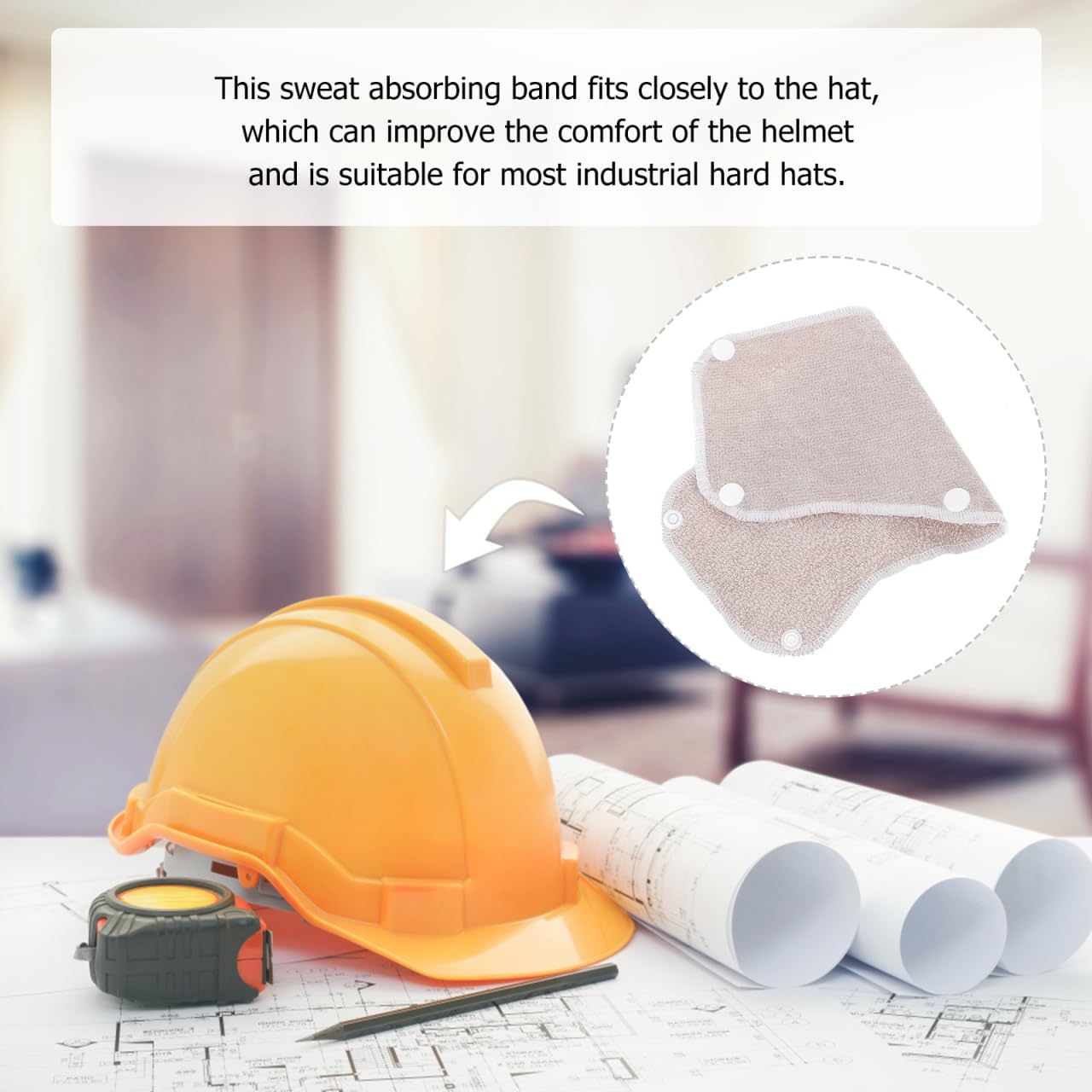 LALAFINA 6-Pack Hard Hat Sweatband Accessories, Reusable Terry Cloth Liner, Snap-On, Light Gray