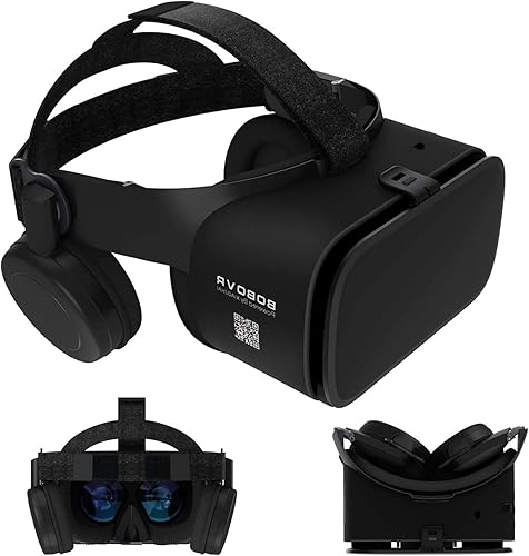 3D Virtual Reality Headset 3D VR Goggle w Remote for IMAX Movie Video Game VR Set w Bluetooth HeadphoneNewest for IOS iPhone 13 12 11 Pro XS XR X