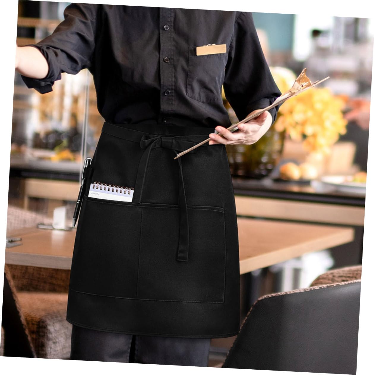 5 piezas Delantal Corto de Cintura con Múltiples Diseño Moderno para y Camareras Unisex para Cafeterías y Tiendas de Té