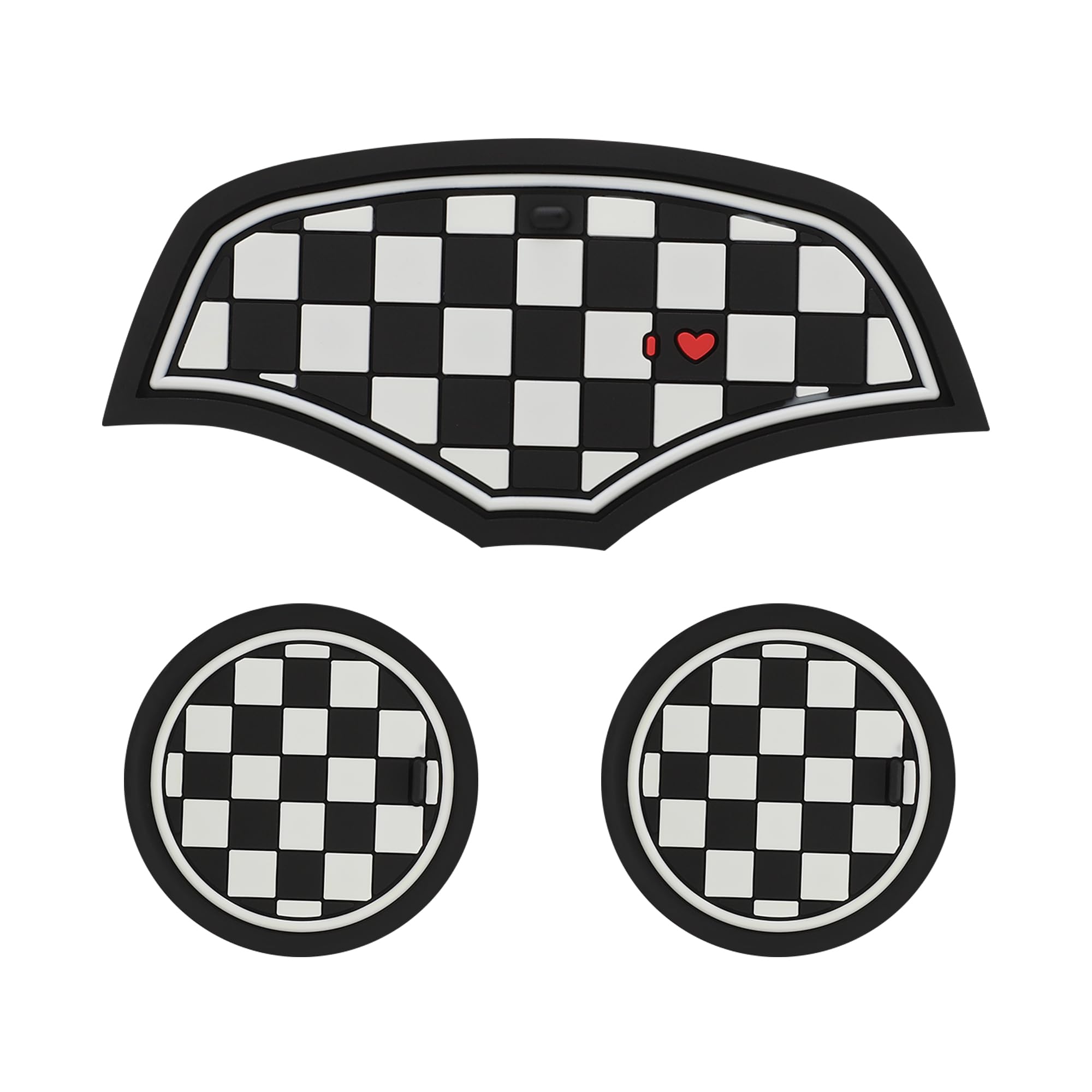 TOMALLCup Coaster Compatible with Mini Cooper Hatchback F55 F56 Silicone Center Console Car Cup Holder Coaster Mat Accessory for Car (Checkered)