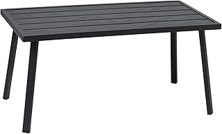 C-Hopetree Rectangle Patio Coffee Side Table for Outdoor use with Black All Weather Finish