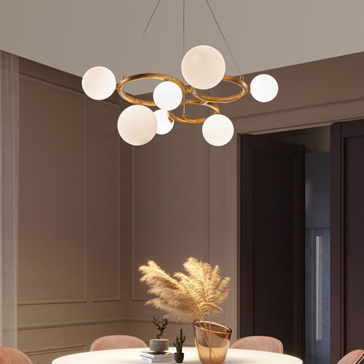 lustre, Lustre à 5 lumières en résine, style industriel rustique