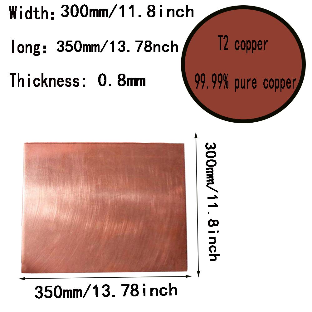 LYVQZPWLRCobre puro, Chapa de cobre puro al 99,9% for uso industrial (300 x 350 x 0,8 mm)(300x350x0.8mm)