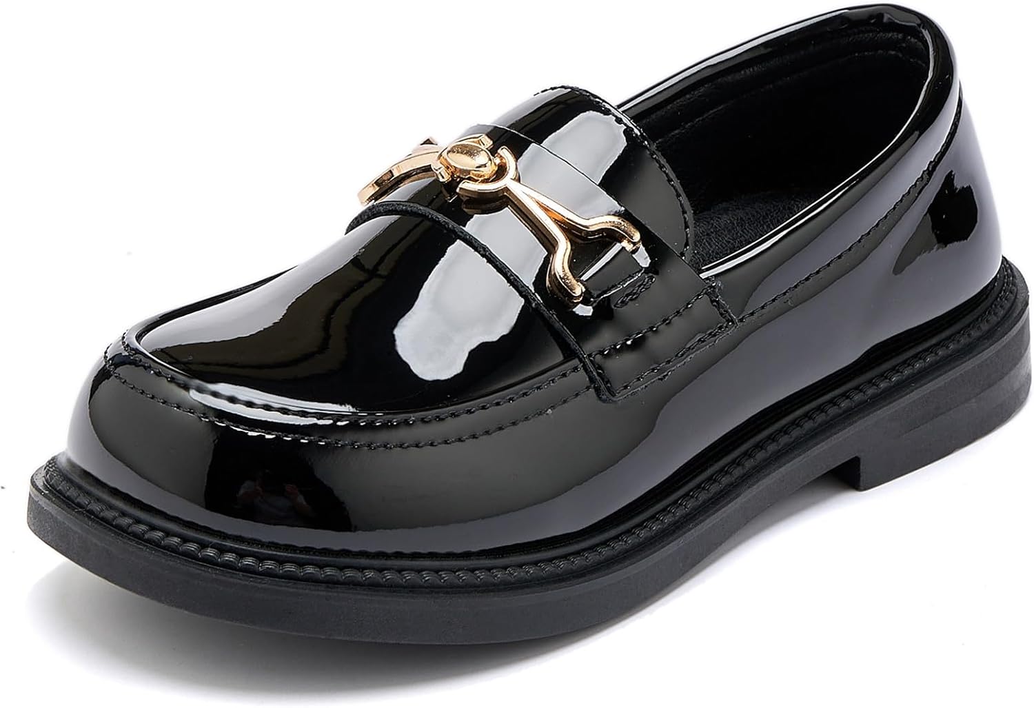 DADAWEN Girls Loafers - Slip On Chain Leather