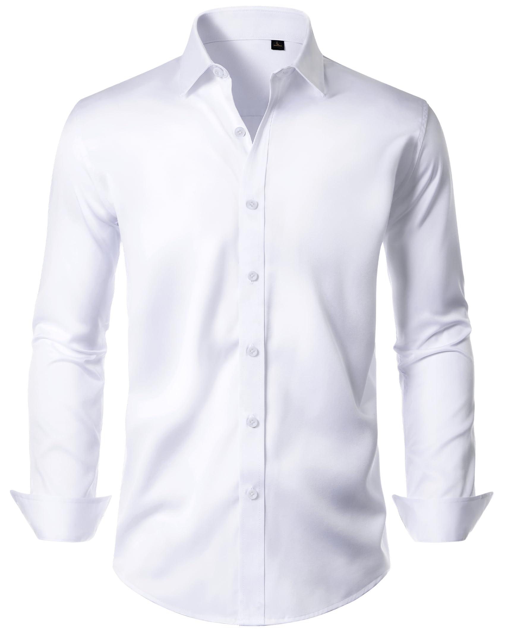 Alimens Gentle Mens Dress Shirts Long Sleeve Wrinkle Free Stretch Business Casual Wedding Button Down Shirt