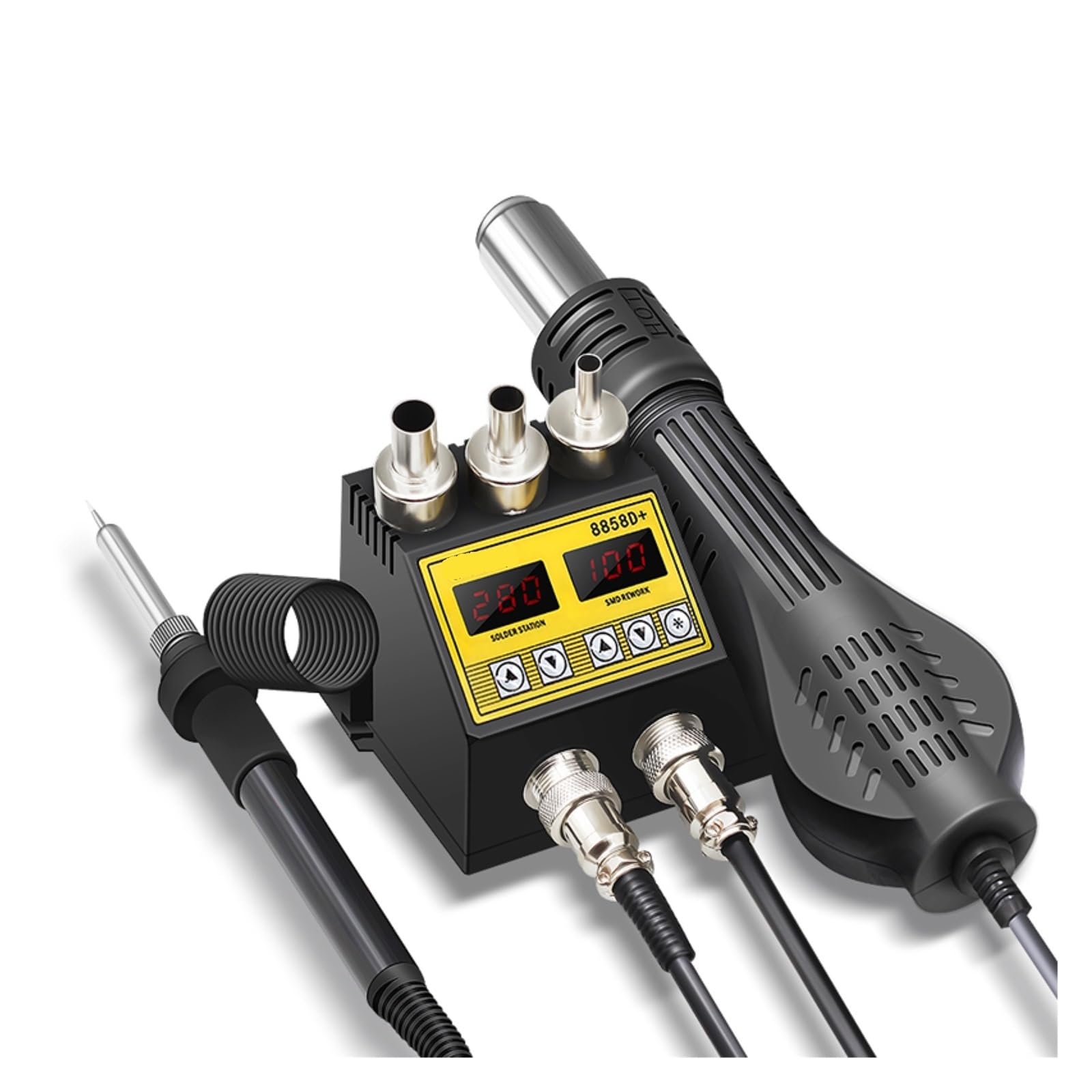 Poste de Soudure, Station de soudage intelligente 2 en 1 SMD 8858D, pistolet à air chaud portable et kit fer précision